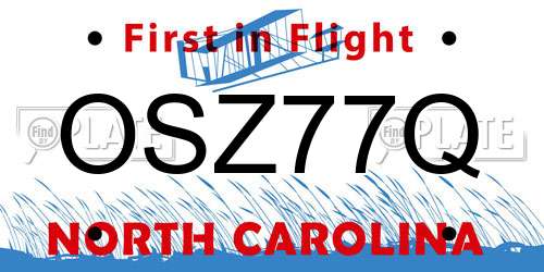 OSZ77Q North Carolina License Plate
