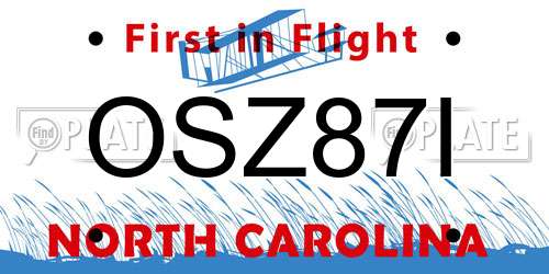 OSZ87I North Carolina License Plate