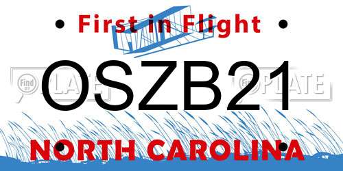 OSZB21 North Carolina License Plate