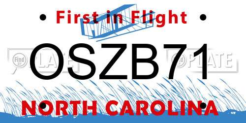 OSZB71 North Carolina License Plate