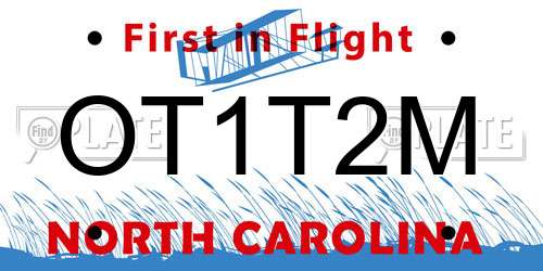 OT1T2M North Carolina License Plate