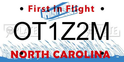 OT1Z2M North Carolina License Plate