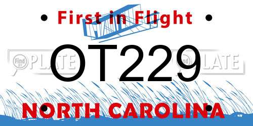 OT229 North Carolina License Plate