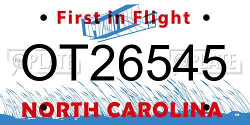 OT26545 North Carolina License Plate