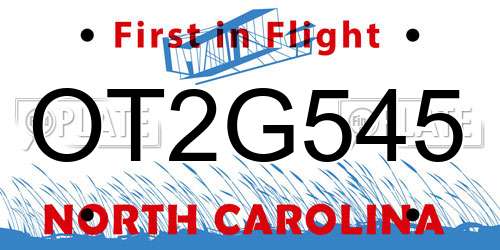 OT2G545 North Carolina License Plate