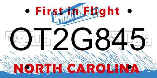 OT2G845 North Carolina License Plate
