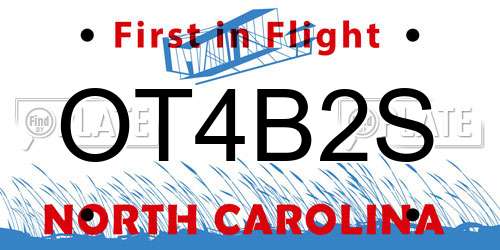 OT4B2S North Carolina License Plate
