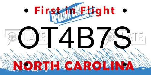 OT4B7S North Carolina License Plate