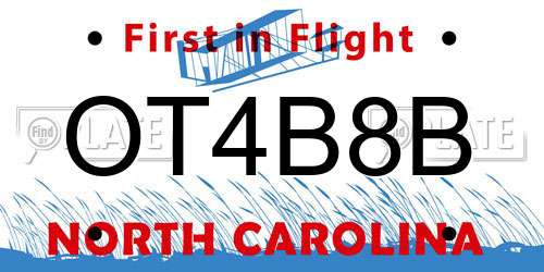 OT4B8B North Carolina License Plate