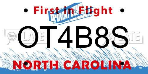OT4B8S North Carolina License Plate