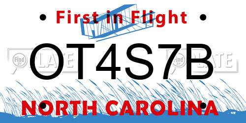 OT4S7B North Carolina License Plate