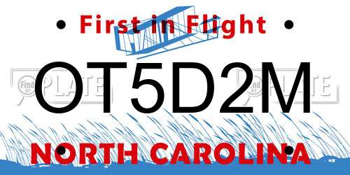 OT5D2M North Carolina License Plate