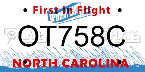 OT758C North Carolina License Plate