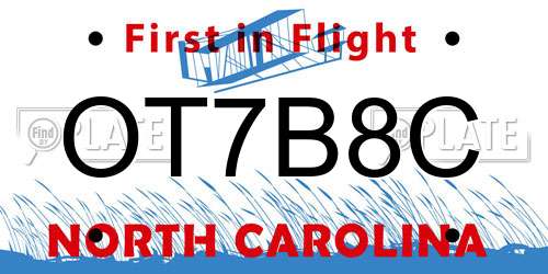 OT7B8C North Carolina License Plate