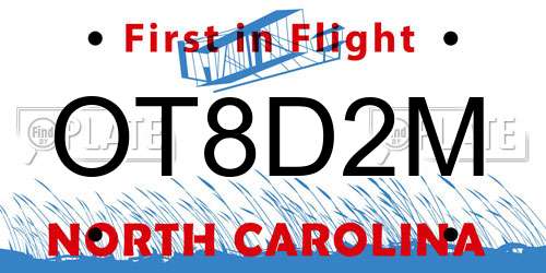 OT8D2M North Carolina License Plate