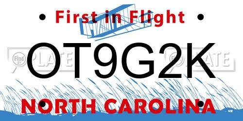 OT9G2K North Carolina License Plate