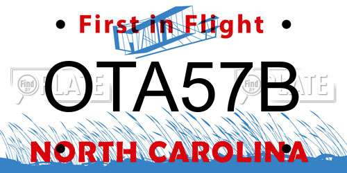 OTA57B North Carolina License Plate
