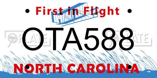 OTA588 North Carolina License Plate