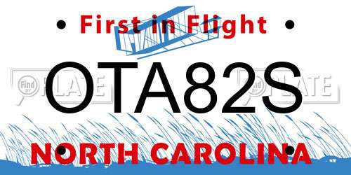 OTA82S North Carolina License Plate