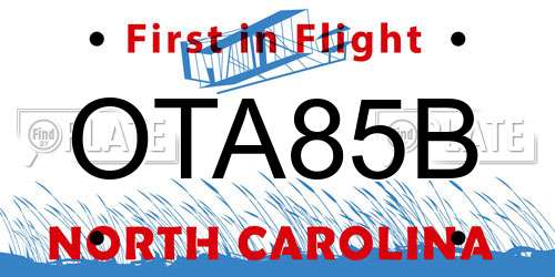 OTA85B North Carolina License Plate