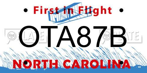 OTA87B North Carolina License Plate