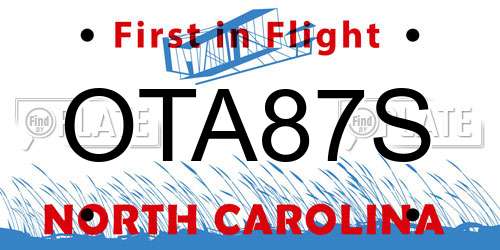 OTA87S North Carolina License Plate