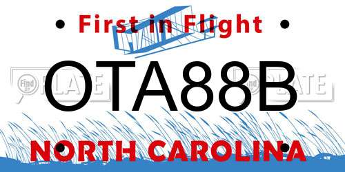 OTA88B North Carolina License Plate