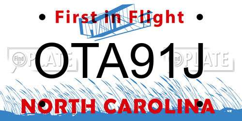 OTA91J North Carolina License Plate