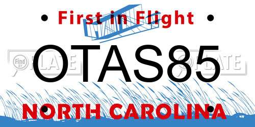 OTAS85 North Carolina License Plate