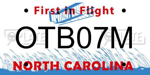 OTB07M North Carolina License Plate