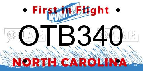 OTB340 North Carolina License Plate