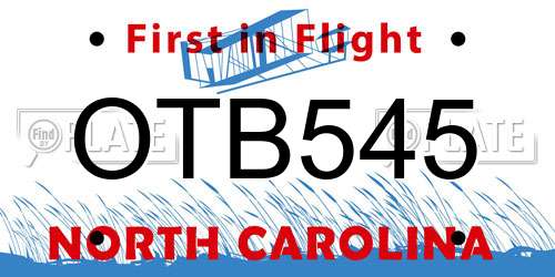 OTB545 North Carolina License Plate