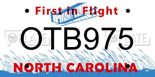 OTB975 North Carolina License Plate