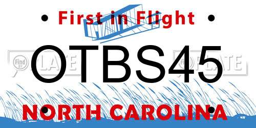 OTBS45 North Carolina License Plate