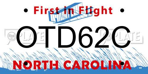 OTD62C North Carolina License Plate