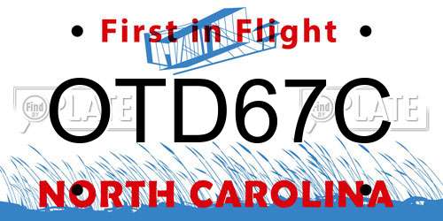 OTD67C North Carolina License Plate