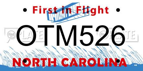 OTM526 North Carolina License Plate