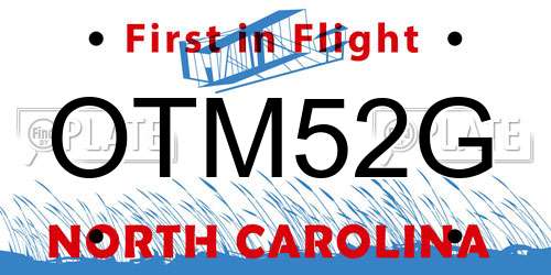 OTM52G North Carolina License Plate