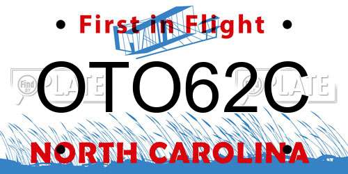 OTO62C North Carolina License Plate