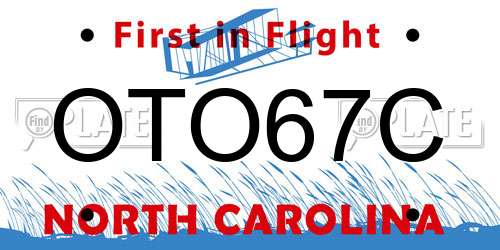 OTO67C North Carolina License Plate