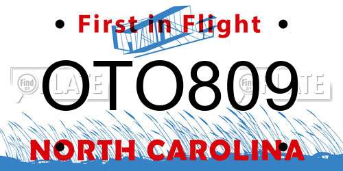 OTO809 North Carolina License Plate