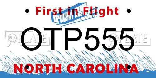 OTP555 North Carolina License Plate