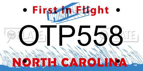 OTP558 North Carolina License Plate