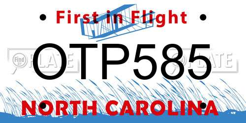 OTP585 North Carolina License Plate