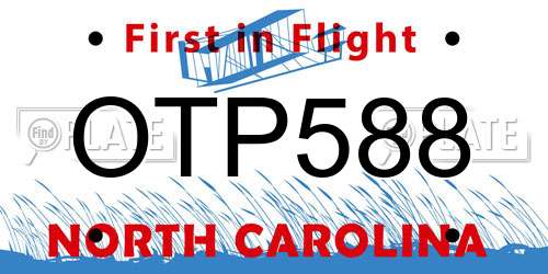 OTP588 North Carolina License Plate