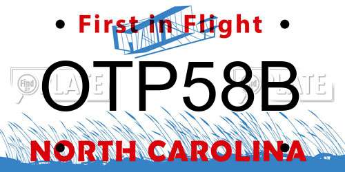 OTP58B North Carolina License Plate