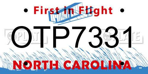 OTP7331 North Carolina License Plate