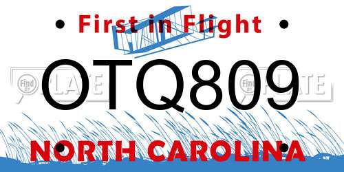 OTQ809 North Carolina License Plate