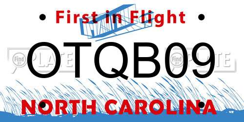 OTQB09 North Carolina License Plate