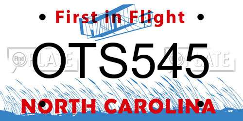 OTS545 North Carolina License Plate